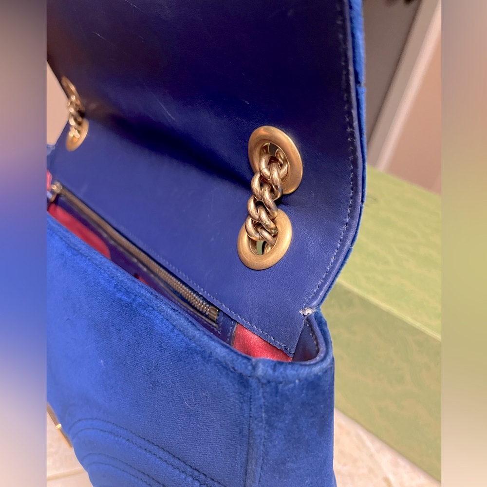 Gucci Big Blue Velvet Shoulder Bag(big size, not the mini/small) - Picture 11 of 16